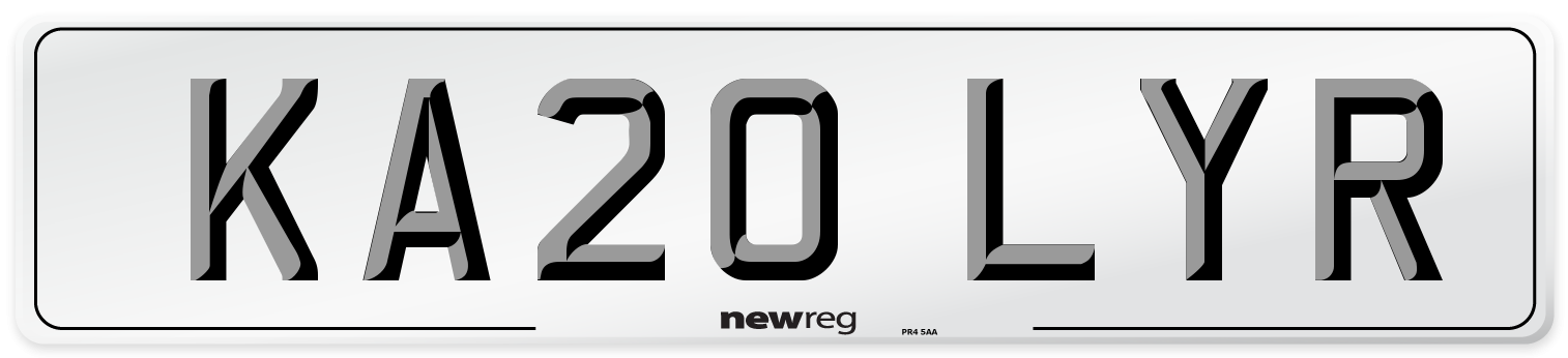KA20 LYR Number Plate from New Reg